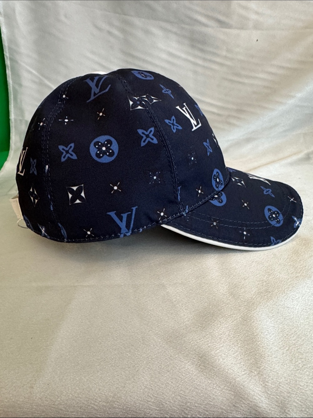 Louis Vuitton Dark Blue Monogram Baseball Cap w/ White Leather Trim🔥New! - Picture 4 of 8